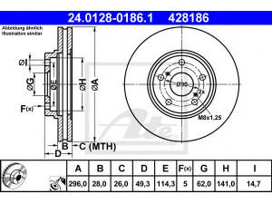 ATE 24.0128-0186.1 stabdžių diskas 
 Stabdžių sistema -> Diskinis stabdys -> Stabdžių diskas
43512-48020, 43512-48050