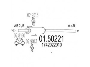 MTS 01.50221 vidurinis duslintuvas 
 Išmetimo sistema -> Duslintuvas
1742022010