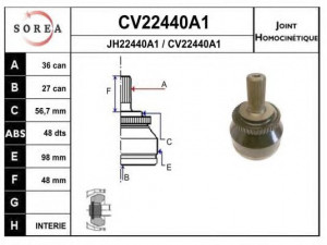EAI CV22440A1K jungčių komplektas, kardaninis velenas 
 Ratų pavara -> Sujungimai/komplektas