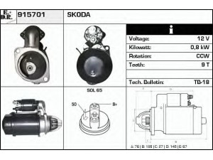 EDR 915701 starteris 
 Elektros įranga -> Starterio sistema -> Starteris