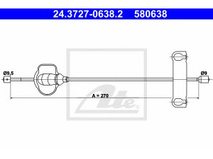 ATE 24.3727-0638.2 trosas, stovėjimo stabdys 
 Stabdžių sistema -> Valdymo svirtys/trosai
6750550, 7264793