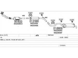 MTS C310161007074 išmetimo sistema 
 Išmetimo sistema -> Išmetimo sistema, visa