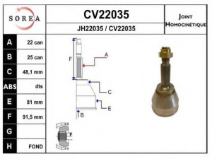 EAI CV22035K jungčių komplektas, kardaninis velenas 
 Ratų pavara -> Sujungimai/komplektas
FT-02-02