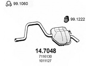 ASSO 14.7048 galinis duslintuvas 
 Išmetimo sistema -> Duslintuvas
1010854, 1011127, 1465129, 6935295