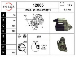 EAI 12065 starteris 
 Elektros įranga -> Starterio sistema -> Starteris
02T911023M, 02T911023T