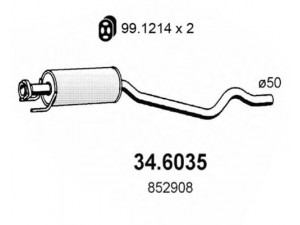 ASSO 34.6035 vidurinis duslintuvas 
 Išmetimo sistema -> Duslintuvas
5852866, 5852970, 852908, 90541780