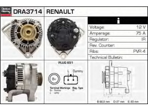 DELCO REMY DRA3714 kintamosios srovės generatorius 
 Elektros įranga -> Kint. sr. generatorius/dalys -> Kintamosios srovės generatorius
7700427880, 7700433069, 7711134216