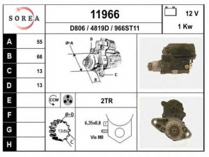 EAI 11966 starteris 
 Elektros įranga -> Starterio sistema -> Starteris
2810074200, 2810074250