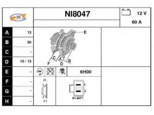 SNRA NI8047 kintamosios srovės generatorius 
 Elektros įranga -> Kint. sr. generatorius/dalys -> Kintamosios srovės generatorius
2310005G05, LR160154