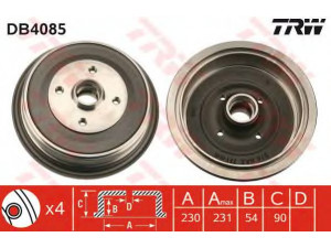 TRW DB4085 stabdžių būgnas 
 Stabdžių sistema -> Būgninis stabdys -> Stabdžių būgnas
443501615B