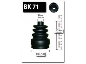 SHAFTEC BK71 gofruotoji membrana, kardaninis velenas 
 Ratų pavara -> Gofruotoji membrana
