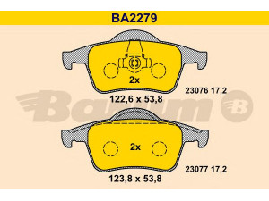 BARUM BA2279 stabdžių trinkelių rinkinys, diskinis stabdys 
 Techninės priežiūros dalys -> Papildomas remontas
272399, 272944, 274334, 30648382