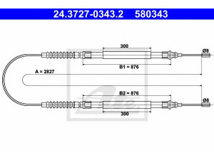 ATE 24.3727-0343.2 trosas, stovėjimo stabdys 
 Stabdžių sistema -> Valdymo svirtys/trosai
4745 V5, 1337440080, 4745 V5