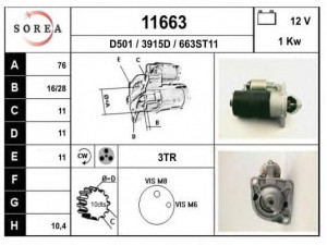 EAI 11663 starteris 
 Elektros įranga -> Starterio sistema -> Starteris
5021205, 6164752, 87BB11000EA, 87BB11000EB
