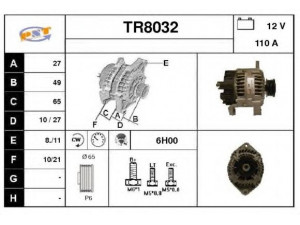 SNRA TR8032 kintamosios srovės generatorius 
 Elektros įranga -> Kint. sr. generatorius/dalys -> Kintamosios srovės generatorius
7701352208