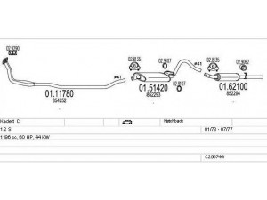 MTS C250744007866 išmetimo sistema 
 Išmetimo sistema -> Išmetimo sistema, visa