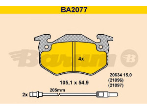 BARUM BA2077 stabdžių trinkelių rinkinys, diskinis stabdys 
 Techninės priežiūros dalys -> Papildomas remontas
77 01 202 213, 77 01 202 227, 77 01 202 517