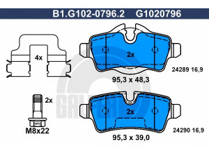 GALFER B1.G102-0796.2 stabdžių trinkelių rinkinys, diskinis stabdys 
 Techninės priežiūros dalys -> Papildomas remontas
34 21 6 778 327