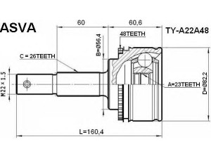 ASVA TY-A22A48 jungčių komplektas, kardaninis velenas 
 Ratų pavara -> Sujungimai/komplektas
43460-09480, 43470-09730, 43410-05270