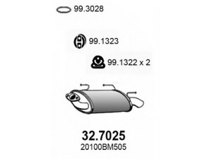 ASSO 32.7025 galinis duslintuvas 
 Išmetimo sistema -> Duslintuvas
201005M370, 20100BM500, 20100BM500KE