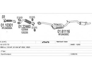 MTS C200218018283 išmetimo sistema 
 Išmetimo sistema -> Išmetimo sistema, visa