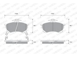 WEEN 151-1710 stabdžių trinkelių rinkinys, diskinis stabdys 
 Techninės priežiūros dalys -> Papildomas remontas
MR249240, MR290240, MR407944, X3511004