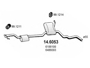 ASSO 14.6053 vidurinis duslintuvas 
 Išmetimo sistema -> Duslintuvas
5027013, 6175347, 6188199, 6486093