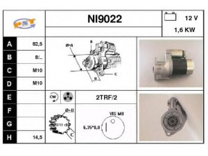 SNRA NI9022 starteris 
 Elektros įranga -> Starterio sistema -> Starteris
23300W1702, 23300W1712, 23300W2801