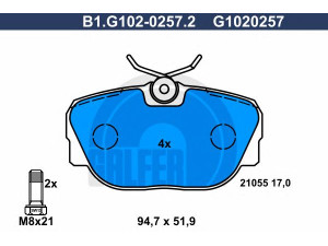 GALFER B1.G102-0257.2 stabdžių trinkelių rinkinys, diskinis stabdys 
 Techninės priežiūros dalys -> Papildomas remontas
000 420 89 20, 000 420 91 20, 001 420 10 20