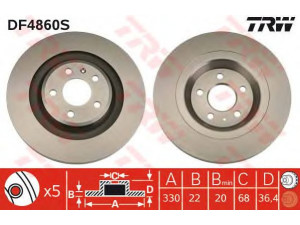 TRW DF4860S stabdžių diskas 
 Stabdžių sistema -> Diskinis stabdys -> Stabdžių diskas
8K0615601C