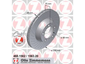 ZIMMERMANN 460.1562.20 stabdžių diskas 
 Dviratė transporto priemonės -> Stabdžių sistema -> Stabdžių diskai / priedai
996 352 405 00, 996 352 405 01