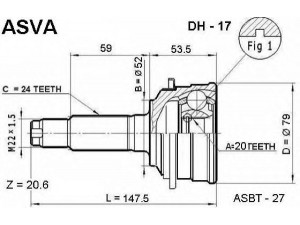 ASVA DH-17 jungčių komplektas, kardaninis velenas 
 Ratų pavara -> Sujungimai/komplektas
43410-87749, 43420-87749, 43460-87F92