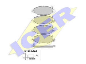 ICER 141498 stabdžių trinkelių rinkinys, diskinis stabdys 
 Techninės priežiūros dalys -> Papildomas remontas
1 135 167, 1 144 288, 1 318 147
