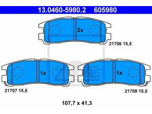 ATE 13.0460-5980.2 stabdžių trinkelių rinkinys, diskinis stabdys 
 Techninės priežiūros dalys -> Papildomas remontas
MB534653, MB857336, MB858380, MB928067