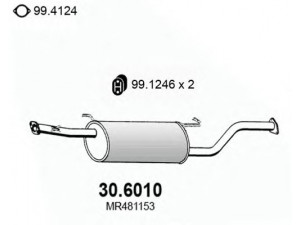 ASSO 30.6010 vidurinis duslintuvas 
 Išmetimo sistema -> Duslintuvas
MR481153