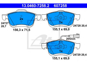 ATE 13.0460-7258.2 stabdžių trinkelių rinkinys, diskinis stabdys