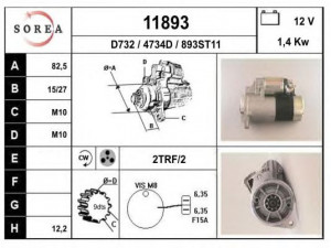 EAI 11893 starteris 
 Elektros įranga -> Starterio sistema -> Starteris
2330012G02, 2330012G03, 2330012G05
