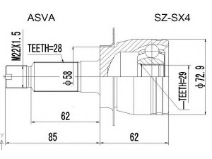 ASVA SZ-SX4 jungčių komplektas, kardaninis velenas 
 Ratų pavara -> Sujungimai/komplektas
44101-79JC0, 44101-79J21, 44102-79J00