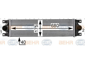 HELLA 8ML 376 700-644 tarpinis suslėgto oro aušintuvas, kompresorius 
 Variklis -> Oro tiekimas -> Įkrovos agregatas (turbo/superįkrova) -> Tarpinis suslėgto oro aušintuvas
45 00 847, 77 01 043 695, 9161147
