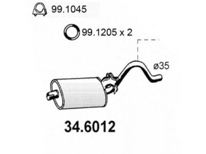 ASSO 34.6012 vidurinis duslintuvas 
 Išmetimo sistema -> Duslintuvas
852161