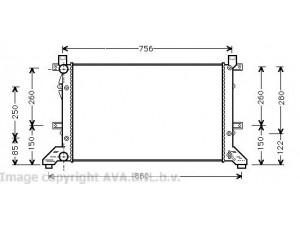 AVA QUALITY COOLING VW2155 radiatorius, variklio aušinimas 
 Aušinimo sistema -> Radiatorius/alyvos aušintuvas -> Radiatorius/dalys
2D0121253, 2D0121253B