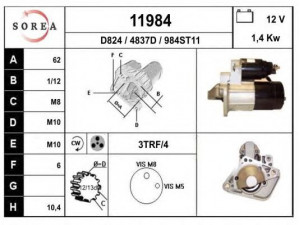 EAI 11984 starteris 
 Elektros įranga -> Starterio sistema -> Starteris
M0T21471, M0T87881, 8200251007