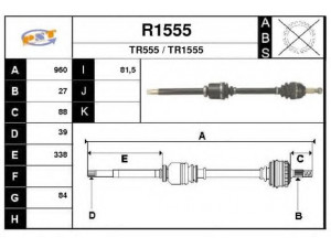 SNRA R1555 kardaninis velenas 
 Ratų pavara -> Kardaninis velenas
8200278603