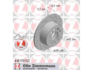 ZIMMERMANN 610.1171.52 stabdžių diskas 
 Dviratė transporto priemonės -> Stabdžių sistema -> Stabdžių diskai / priedai
1205 782, 1205 782.4, 270 736, 270 736.2