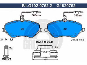 GALFER B1.G102-0762.2 stabdžių trinkelių rinkinys, diskinis stabdys 
 Techninės priežiūros dalys -> Papildomas remontas
4252 94, 4254 11, 4254 80, 4254 A0