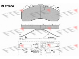 FTE BL1730G2 stabdžių trinkelių rinkinys, diskinis stabdys 
 Techninės priežiūros dalys -> Papildomas remontas
M100669, 3 057 0077 00, 3 057 0079 00