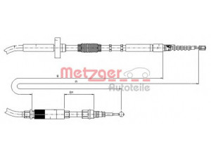 METZGER 10.7531 trosas, stovėjimo stabdys 
 Stabdžių sistema -> Valdymo svirtys/trosai
8D0 609 721AA, 8D0 609 721H