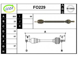SERA FO229 kardaninis velenas 
 Ratų pavara -> Kardaninis velenas
5026652, 6669786, 92AX3219HA, R92AX3219DA