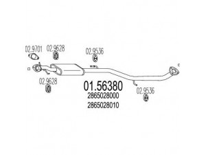 MTS 01.56380 vidurinis duslintuvas 
 Išmetimo sistema -> Duslintuvas
2865028000, 2865028010, 2865028200