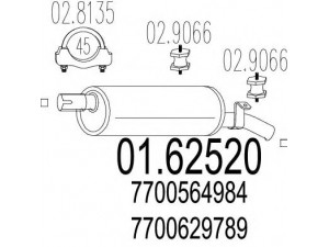 MTS 01.62520 galinis duslintuvas 
 Išmetimo sistema -> Duslintuvas
7700564984, 7700629789, 7700652982